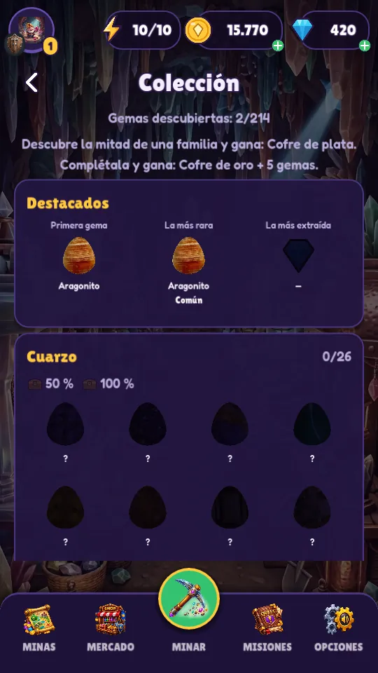 Collection: every gem with its real fact sheet